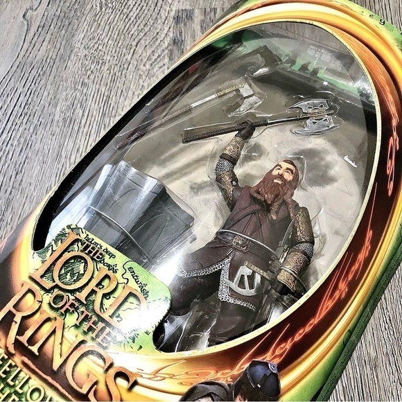 TOYBIZ Gimli figure Lord of the Rings Fellowship of the Ring 2001 sealed. - Picture 5 of 6